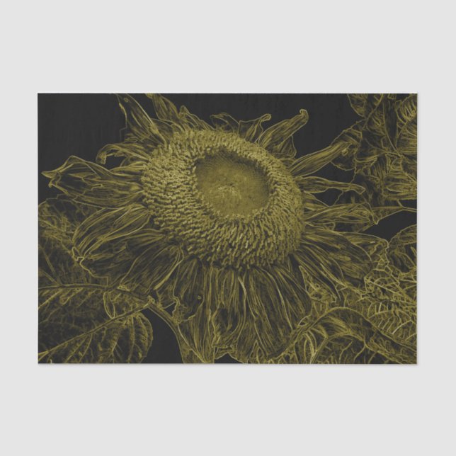 Sonnenblumen Gelb Schwarze Blüte Art Decoupage Seidenpapier (Vorderseite)