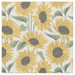 Sonnenblumen // Gelbe Blume Salbei Blätter Stoff