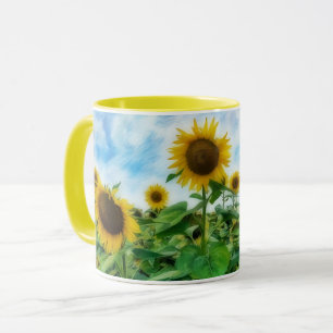 Sonnenblumen-Gelbe-Blumen-Kunst-Kaffeetasse Tasse