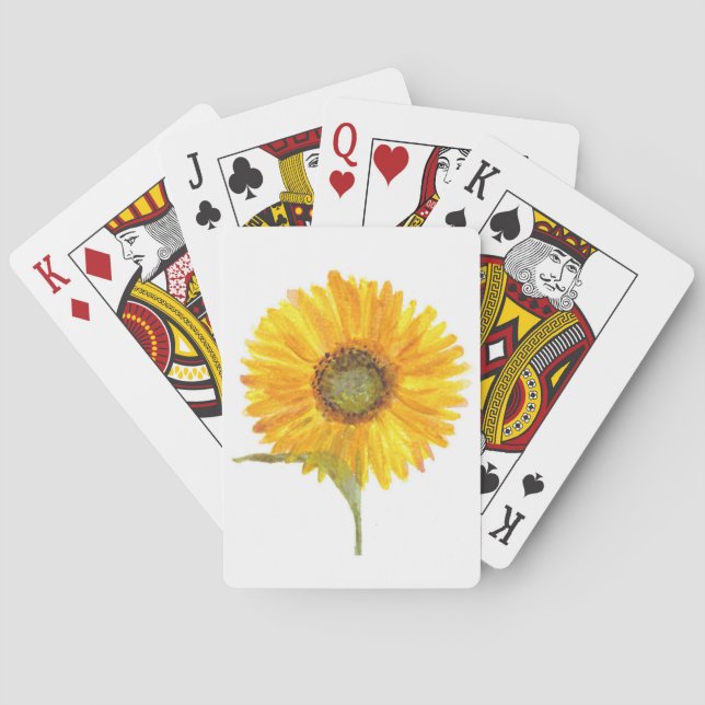Sonnenblumen Gelbe Blumen Wasserfarbe Rustikal Spielkarten (Rückseite)