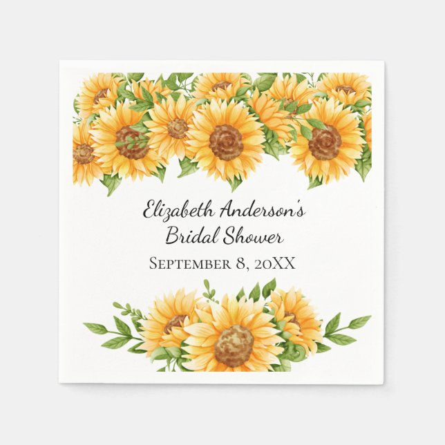 Sonnenblumen Gelbe Blüte Rustikales Brautparty Serviette (Vorderseite)