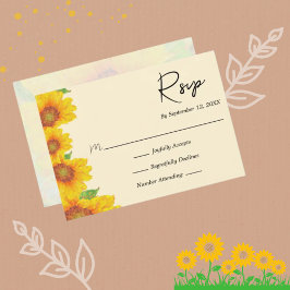 Sonnenblumen Gelbe farbenfrohe blumenreiche Hochze RSVP Karte