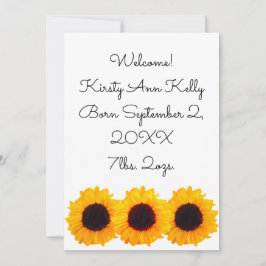 Sonnenblumen Gelbe Geburt Ankündigung 4Kate