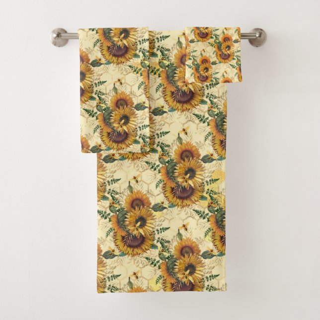 Sonnenblumen Gelbe Goldwabenbienen Badhandtuch Set (Insitu)
