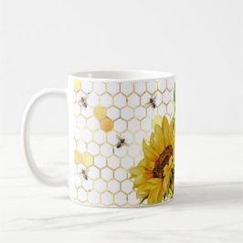 Sonnenblumen Gelbe Honigwabenbienen Gold Kaffeetasse