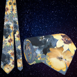 Sonnenblumen Gelbe Navy Blue Blume Floral Neck Tie Krawatte