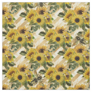 Sonnenblumen Gelbe Streifen Wasserfarbe Stoff