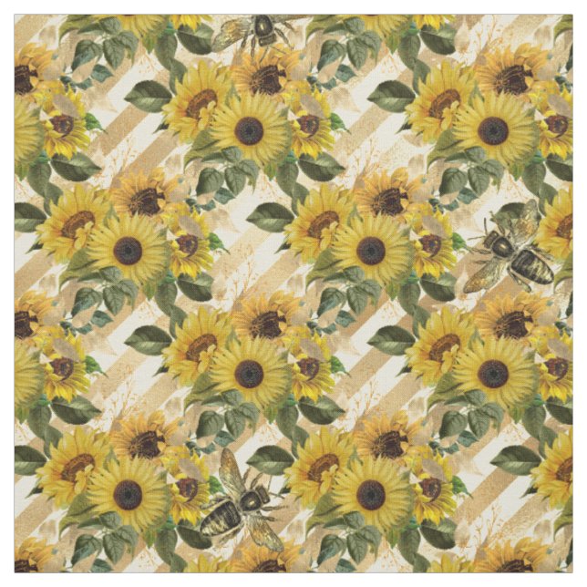 Sonnenblumen Gelbe Streifen Wasserfarbe Stoff (Muster)