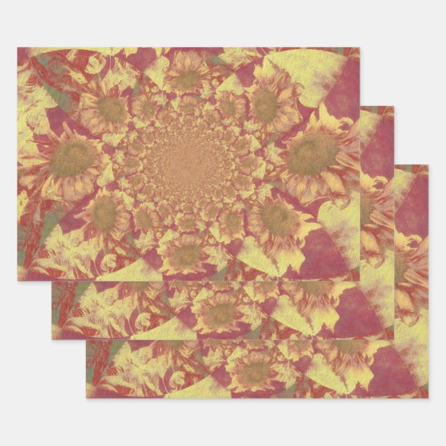 Sonnenblumen Gelbes Dekor Wasserfarben Geschenkpapier Set (Set)