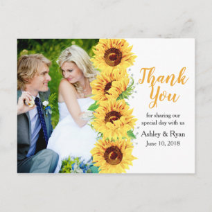 Sonnenblumen Gelbes Foto Hochzeit Vielen Dank Postkarte