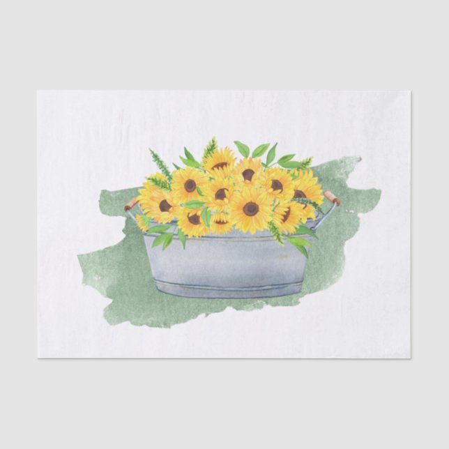 Sonnenblumen Gelbes Waschbecken Bouquet Seidenpapier (Vorderseite)