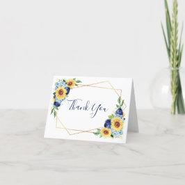 Sonnenblumen Geometric Dusty Blue Navy Floral Wedd Dankeskarte