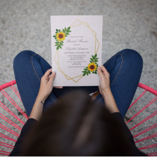 Sonnenblumen-Geometrische Hochzeitsparty Folieneinladung