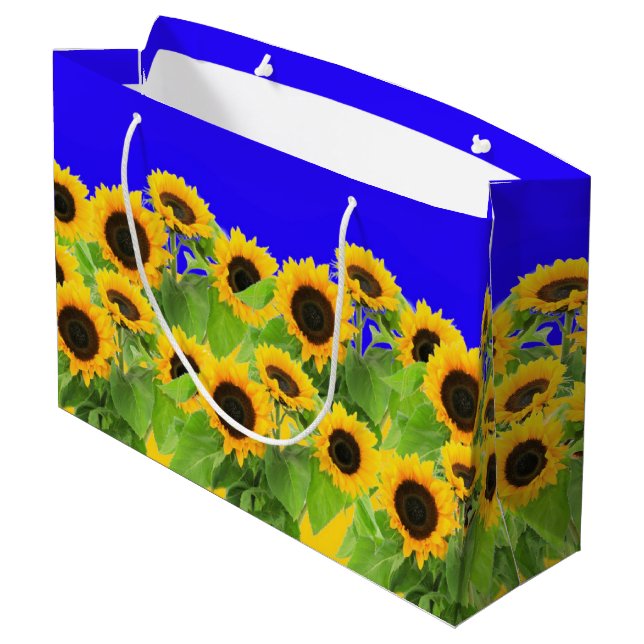 Sonnenblumen-Geschenktasche Große Geschenktüte (Rückseite Schrägansicht)