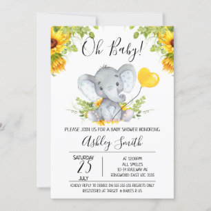 Sonnenblumen Geschlechtsneutrale Elephant Babydusc Einladung