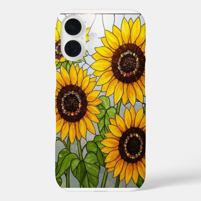 Sonnenblumen Gestaltete Glaswirkung iPhone 16 Hülle (Rückseite)