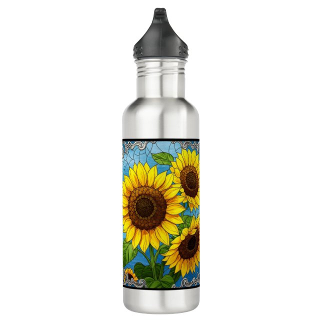 Sonnenblumen gestrichen edelstahlflasche (Rechts)