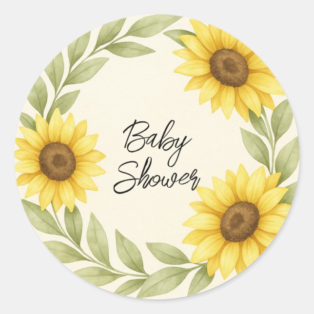 Sonnenblumen & Gewürze Rustikale Babydusche Umschl Runder Aufkleber (Vorderseite)