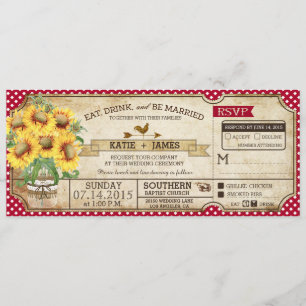 Sonnenblumen Gingham Karo Picnic Hochzeit Einladung