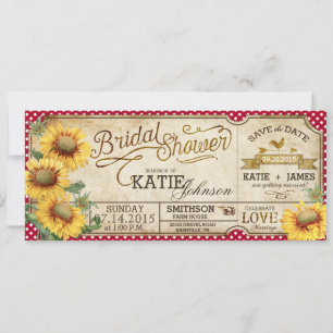 Sonnenblumen Gingham Land-Picknick Brautparty Save The Date
