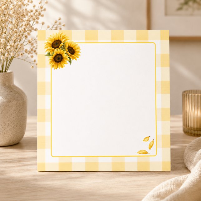 Sonnenblumen-Gingham-Notizblock Notizblock (Sunflower Gingham Notepad)