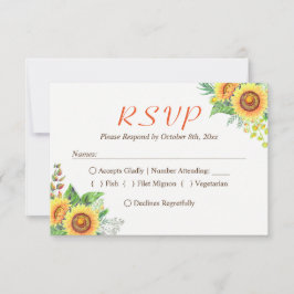 Sonnenblumen Gipskraut Rustic Wedding RSVP Karte