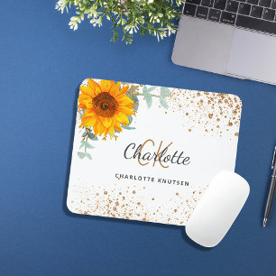 Sonnenblumen Glitzer Monogramm Name Mousepad