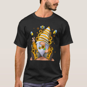 Sonnenblumen-Gnom mit Biene Hippie-Gnom für Blume T-Shirt