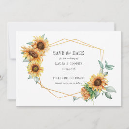 Sonnenblumen-Gold-Effekt Geometrischer Rahmen Save The Date