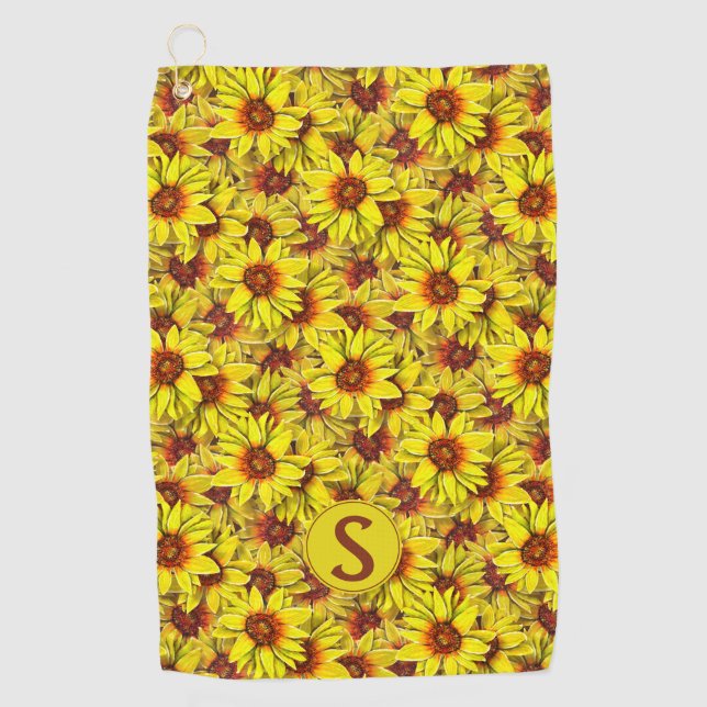 Sonnenblumen-Golftuch Golfhandtuch (Vorderseite)