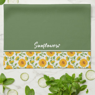 Sonnenblumen grenzen benutzerdefinierte Küchentüch Geschirrtuch