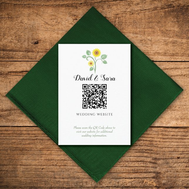 Sonnenblumen-Grün-QR-Code-Hochzeit Begleitkarte (Von Creator hochgeladen)