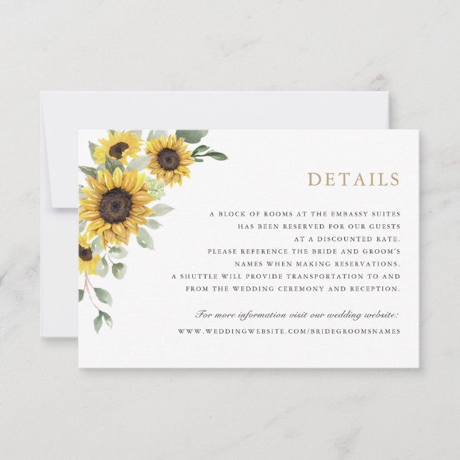 Sonnenblumen Grüne Olivenbäume Blätter Hochzeiten  Einladung (Vorderseite)