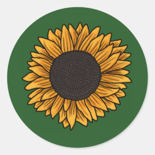 Sonnenblumen-Grüne-Runde-Aufkleber Runder Aufkleber