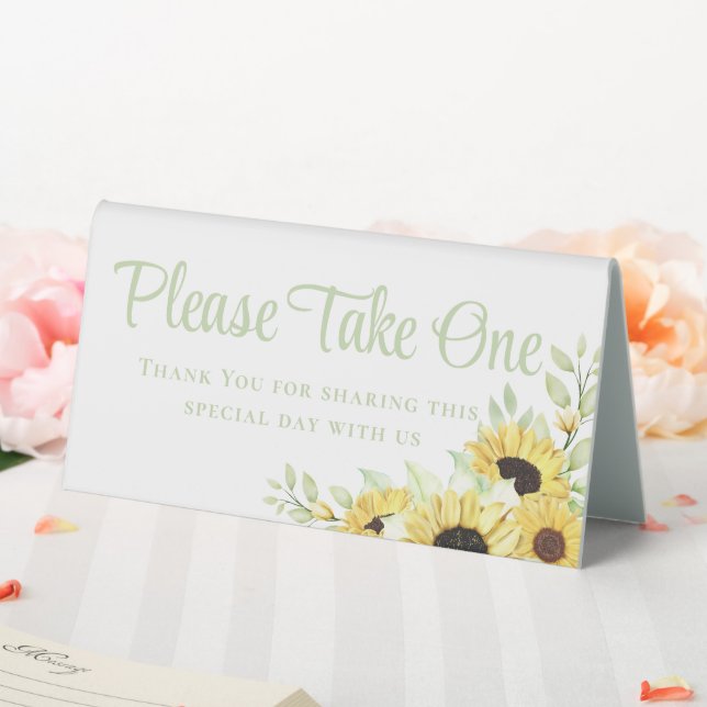 Sonnenblumen Grüngelbe blühende Gastgeschenke Hoch Tischaufsteller (In Situ (Hochzeit))