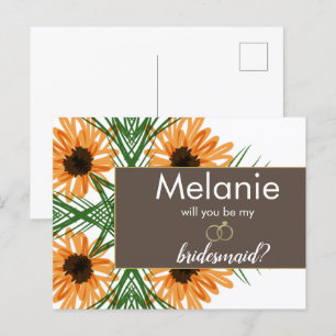 Sonnenblumen handgezeichnete Brautjungfer Vorschla Feiertagspostkarte
