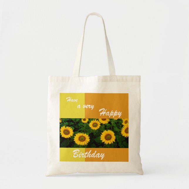 Sonnenblumen - Happy Birthday Budget Tasche (Vorne)