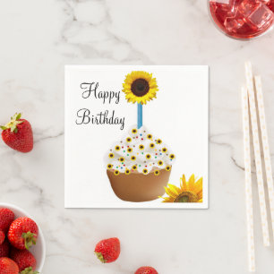 Sonnenblumen Happy Birthday Cupcake Paper Napkins Serviette