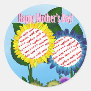 Sonnenblumen-Happy-Mother-Day-Foto Runder Aufkleber