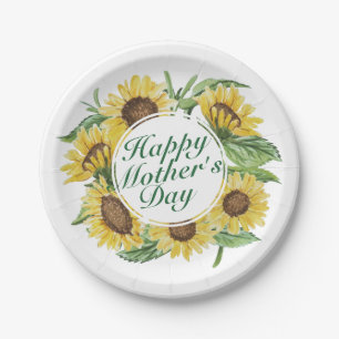 Sonnenblumen Happy Mother's Day Floral Paper Plate Pappteller