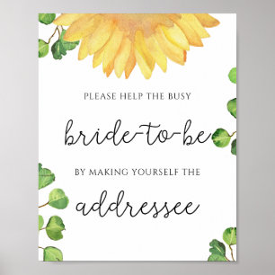 Sonnenblumen helfen der geschäftigen Brautadresse Poster