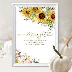 Sonnenblumen-Herbst-Brautparty-Date-Night-Glas-Sch Poster