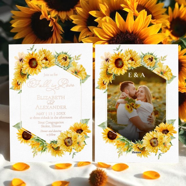 Sonnenblumen Herbst Herbst in Liebe Foto Hochzeit  Folieneinladung (Von Creator hochgeladen)