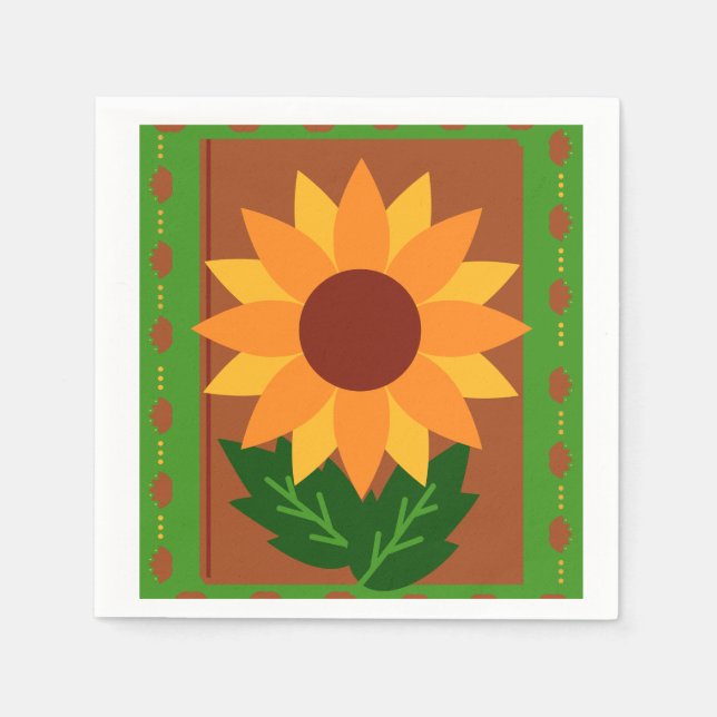 Sonnenblumen Herbst- Herbstfarben Serviette (Vorderseite)
