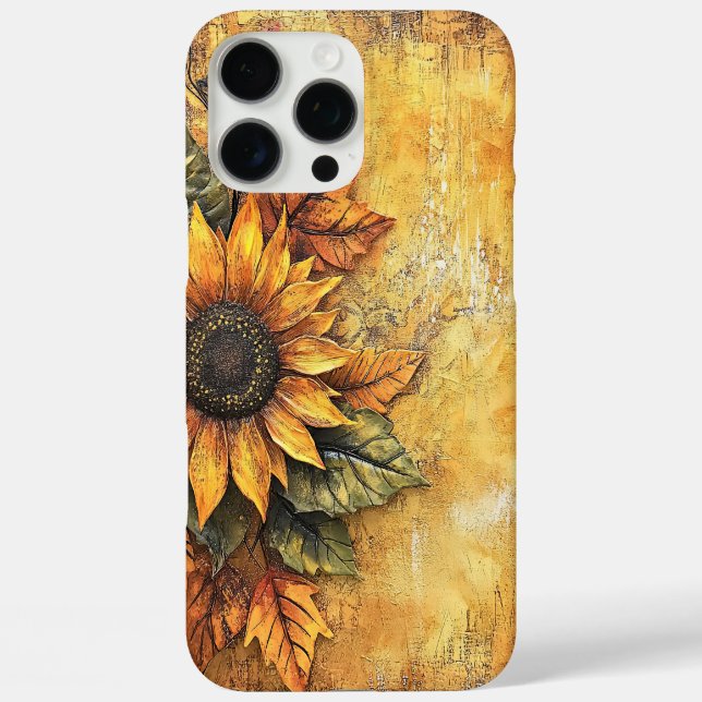 Sonnenblumen Herbst Verlassen gemischte Medien iPhone 16 Pro Max Hülle (Rückseite)