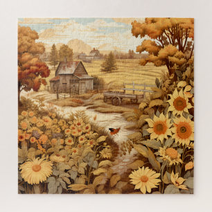 Sonnenblumen Herbstlaub Land Bauernhof Scheune