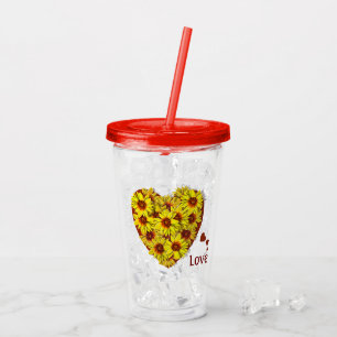 Sonnenblumen-Herz-Acryltumbler Acryltrinkbecher