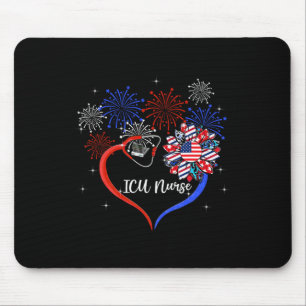 Sonnenblumen-Herz-Feuerwerk ICU-Krankenschwester F Mousepad
