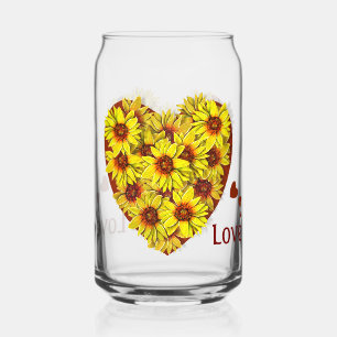 Sonnenblumen-Herz-Glas - Dosenförmig Dosenglas