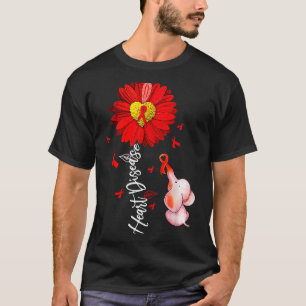 Sonnenblumen-Herz-Krieger Roter Elefant Herzkrankh T-Shirt